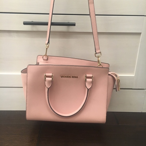 selma saffiano leather medium satchel soft pink